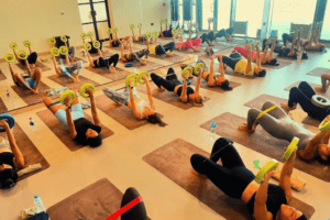 Pilates breathing technique explained during Pilates class in Abu Dhabi